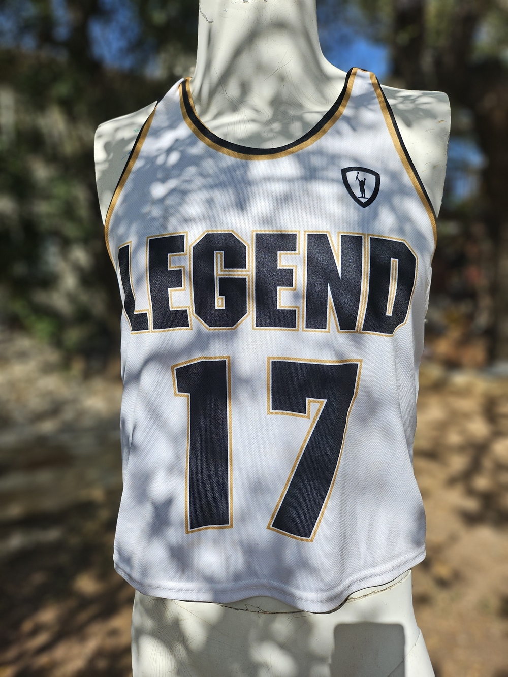 Girls Legend 17 Reversible White Mesh Tank Top with Black & Gold Trim Lacrosse S